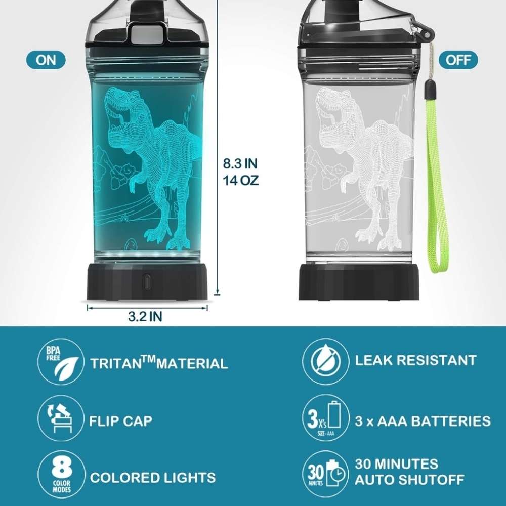 Dinosaur Light Up Water Bottle